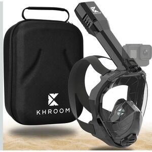 Khroom Snorkel Mask Full Face Black Camera Mount Travel Case vacation travel